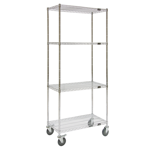 Chariots en treillis m&eacute;tallique, Chrom&eacute;, 36" x 80" x 24", Capacit&eacute; 800 lb Toolneeds Inc.