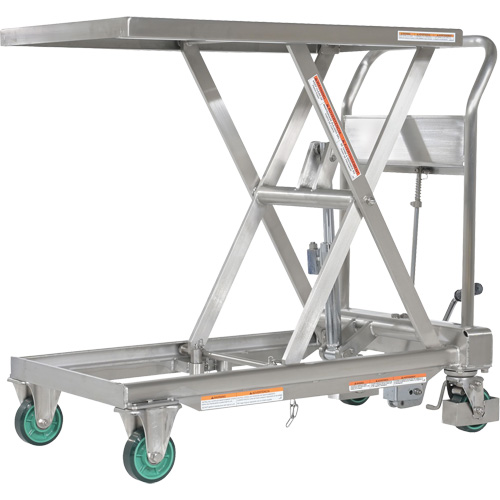 Hydraulic Scissor Lift Table, 31-1/2" L x 19-1/2" W, Stainless Steel, 550 lbs. Capacity Toolneeds Inc.