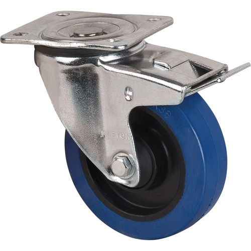 Blue Caster, Swivel with Brake, 5" (127 mm), Rubber, 400 lbs. (181 kg.) Toolneeds Inc.