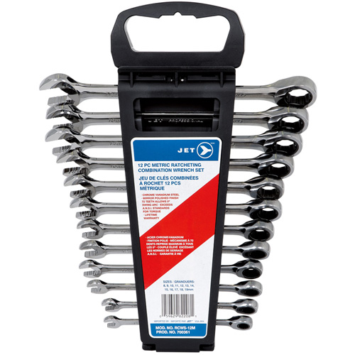 Jeu de cl&eacute;s mixtes m&eacute;triques &agrave; rochet &agrave; motif long 12 mcx, Poign&eacute;e Ordinaire Toolneeds Inc.