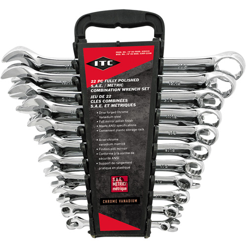 ICWP-22SM Wrench Set, Combination, 22 Pieces, Imperial and Metric Toolneeds Inc.