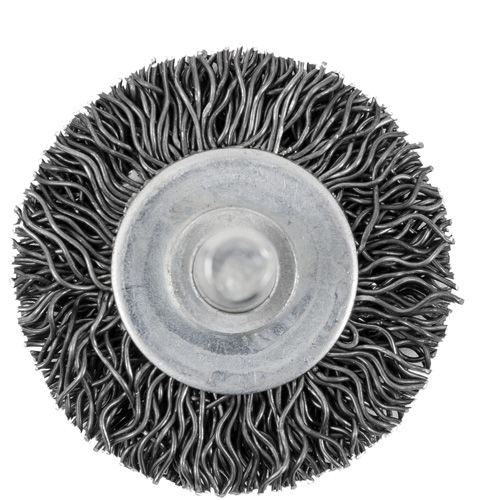 126 Shaft Mounted Crimped Radial Brush, 1-1/2", 0.02" Fill, 1/4" Shank Toolneeds Inc.
