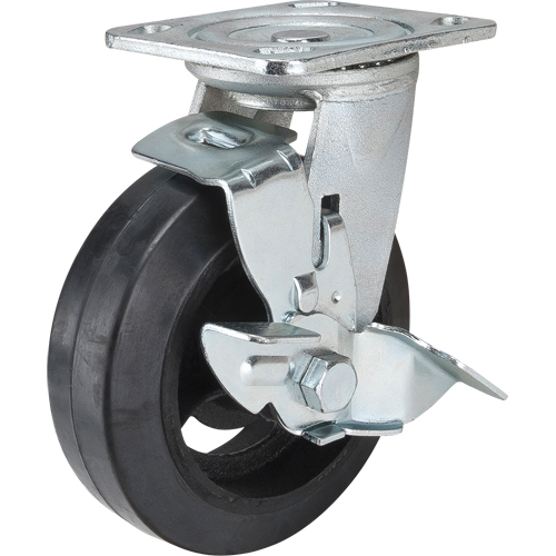 Roulette moul&eacute;, Pivotant avec frein, 6" (152,4 mm), Caoutchouc, 550 lb (249 kg) Toolneeds Inc.