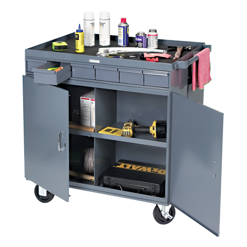 Heavy-Duty Two-Sided Mobile Work Station, 1200 lbs. Capacity, Steel, 34" x W, 34" x H, 24" D, All-Welded, 6 Drawers Toolneeds Inc.