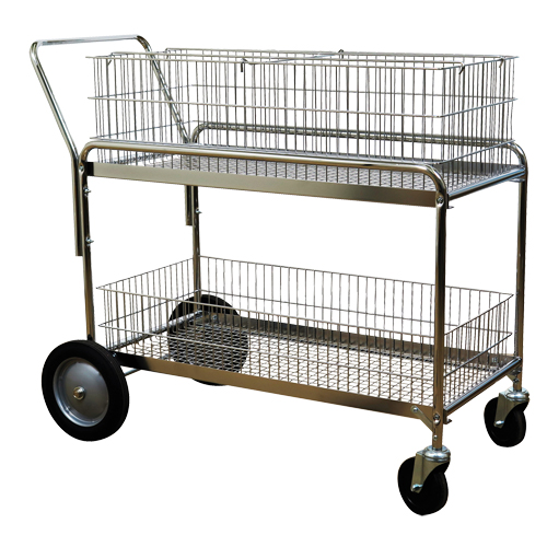 Chariot de bureau en treillis m&eacute;tallique pour le courrier, 250 lb Capacit&eacute;, Chrome, 23-3/4" p x 43" la x 38-1/2" h, Chrom&eacute; Toolneeds Inc.