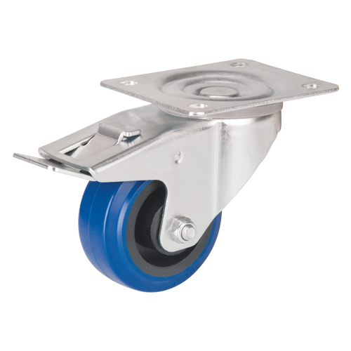 Roulette bleue, Pivotant avec frein, 3" (76 mm), Caoutchouc, 285 lb (129 kg) Toolneeds Inc.