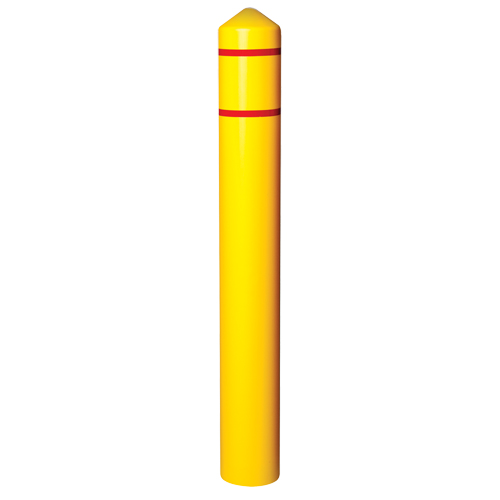 Smooth Bollard Cover With Reflective Stripes, 8" Dia. x 56" L, Yellow Toolneeds Inc.