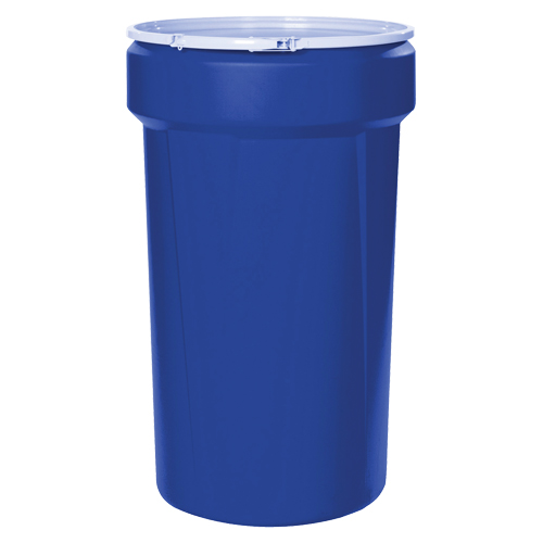 Baril emboîtable en poly&eacute;thyl&egrave;ne, 55 gal. US (45 gal. imp.), Dessus ouvert, Bleu Toolneeds Inc.