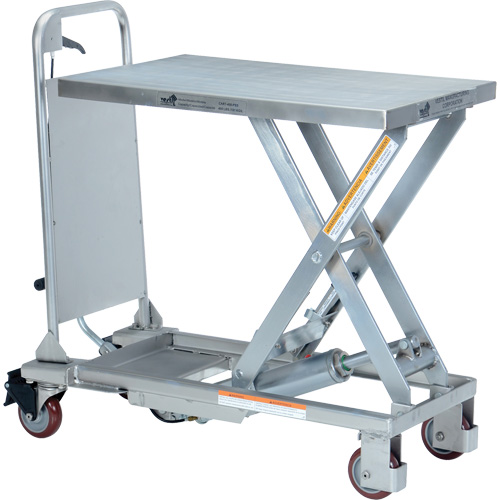 Manual Hydraulic Scissor Lift Table, 27-1/2" L x 17-5/8" W, Partial Stainless Steel, 400 lbs. Capacity Toolneeds Inc.