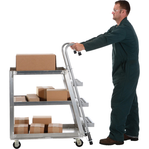 Stockpicker Truck, Aluminum, 21-7/8" W x 40" D, 3 Shelves, 660 lbs. Capacity Toolneeds Inc.