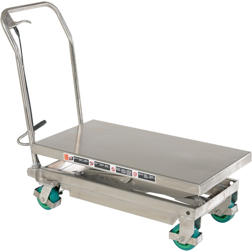 Manual Hydraulic Scissor Lift Table, 36-1/4" L x 19-3/8" W, Stainless Steel, 600 lbs. Capacity Toolneeds Inc.