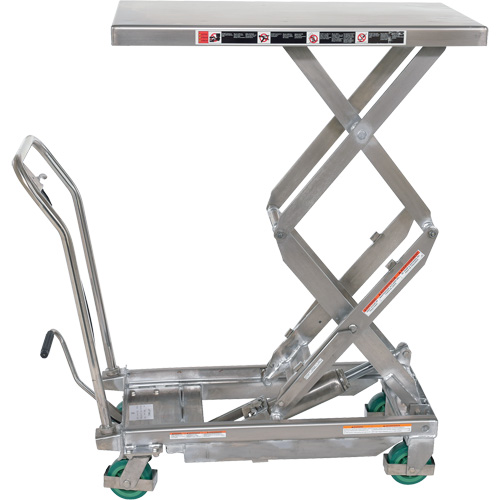 Manual Hydraulic Scissor Lift Table, 36-1/4" L x 19-3/8" W, Stainless Steel, 600 lbs. Capacity Toolneeds Inc.