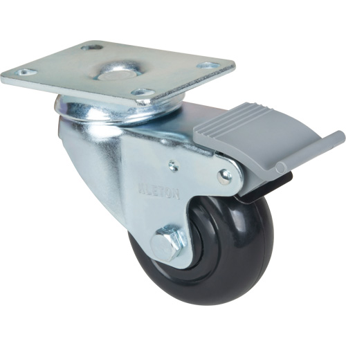 Caster, Swivel with Brake, 3" (76.2 mm), Polyolefin, 250 lbs. (113.4 kg) Toolneeds Inc.