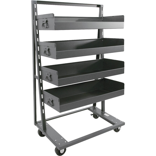 Chariot &agrave; cadre en A robuste &agrave; un c&ocirc;t&eacute; avec 4 grands plateaux &agrave; rebord, 38" x 25" x 63", Capacit&eacute; 2500 lb Toolneeds Inc.