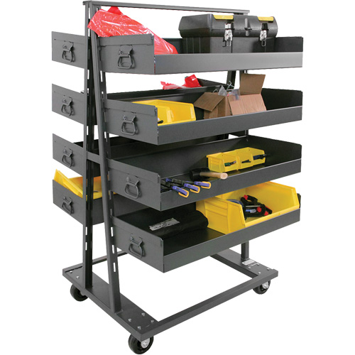 Chariot &agrave; cadre en A robuste &agrave; deux c&ocirc;t&eacute;s avec 8 grands plateaux &agrave; rebords, 38" x 30" x 63", Capacit&eacute; 2500 lb Toolneeds Inc.