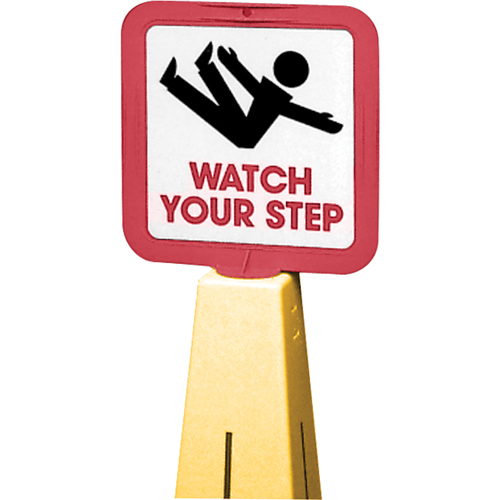 C&ocirc;nes de d&eacute;viation - &eacute;tiquettes de message  Watch Your Step , Adh&eacute;sif, Anglais avec pictogramme Toolneeds Inc.