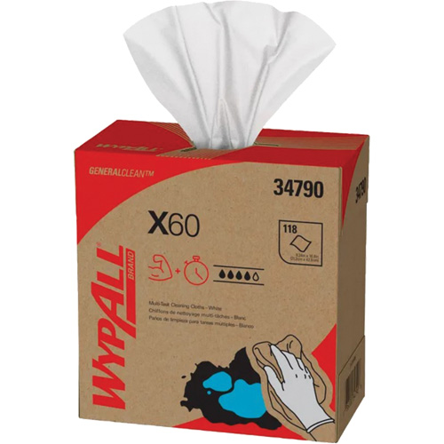 Chiffons X60 WypAll, Tout usage, 16-3/4" lo x 8-3/8" la Toolneeds Inc.