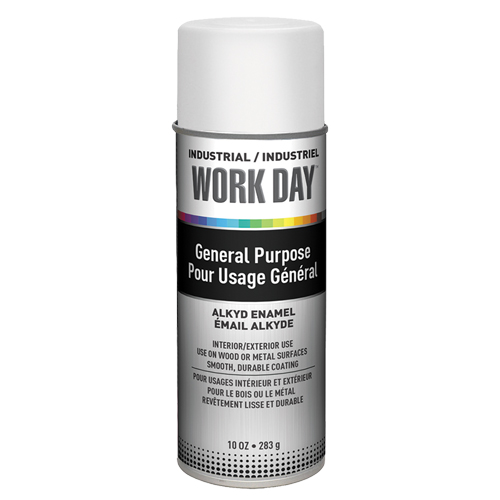 Peinture industrielle Work Day, Blanc, Tr&egrave;s mat, 10 oz, Canette a&eacute;rosol Toolneeds Inc.