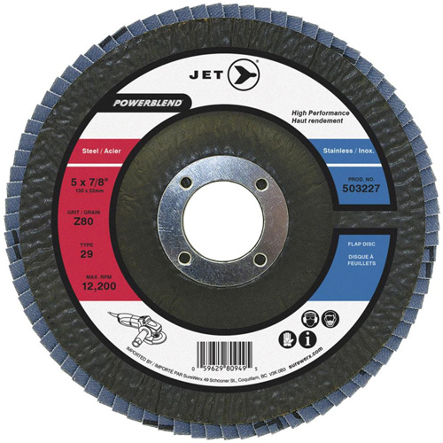 PowerBlend Flap Disc, 7" x 7/8", Type 29, Z40 Grit, Zirconia Alumina Toolneeds Inc.