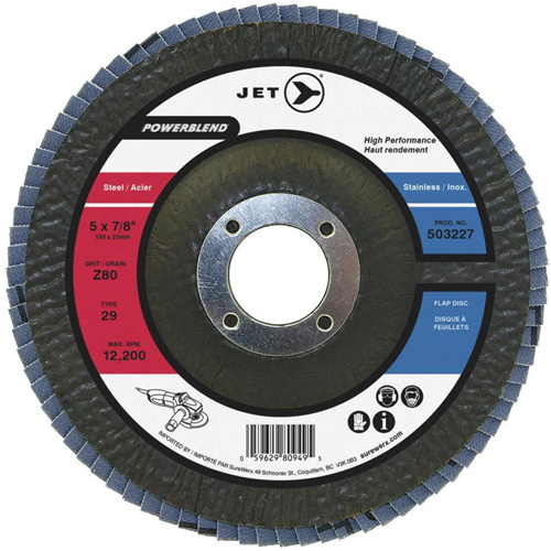 PowerBlend Flap Disc, 7" x 7/8", Type 29, Z60 Grit, Zirconia Alumina Toolneeds Inc.
