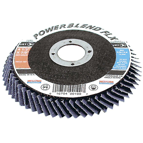 PowerBlend FLX Flexible Flap Disc, 4-1/2" x 7/8", Type 27, Z60 Grit, Zirconia Alumina Toolneeds Inc.