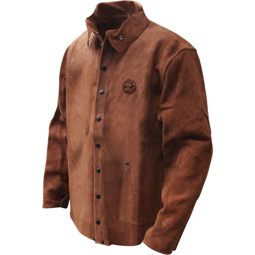 Veste de soudage en cuir fleur de vache refendu Gander Brand, Cuir, Moyen, Brun Toolneeds Inc.