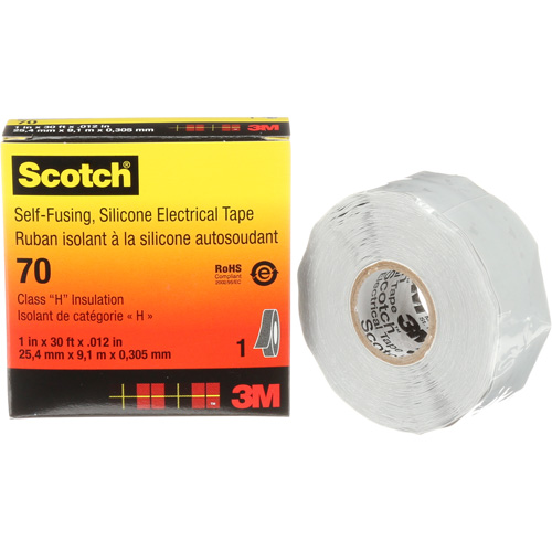 Ruban isolant en caoutchouc de silicone autofusionnant Scotch, 25,4 mm (1") x 9 m (30'), Gris, 12 mils Toolneeds Inc.
