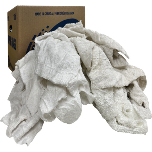 Wiper Rags Box, Terrycloth, White, 10 lbs. Toolneeds Inc.