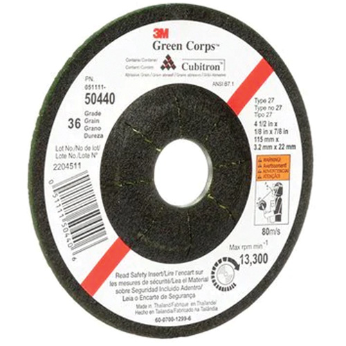 Green Corps Flexible Grinding Wheel, 4-1/2" x 1/8", 7/8" Arbor, Ceramic, Type 27 Toolneeds Inc.