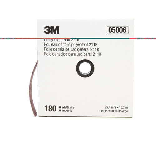 Rouleau de toile abrasive utilitaire 211K, Oxyde d'aluminium, 1" la x 150' lo, Grain 180 Toolneeds Inc.