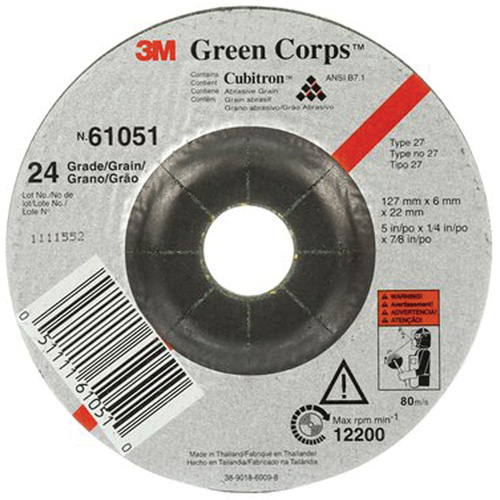 Green Corps Flexible Grinding Wheel, 5" x 1/4", 7/8" Arbor, Ceramic, Type 1 Toolneeds Inc.