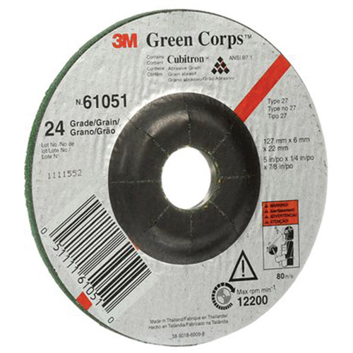 Green Corps Flexible Grinding Wheel, 5" x 1/4", 7/8" Arbor, Ceramic, Type 1 Toolneeds Inc.