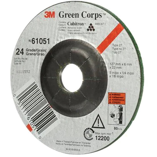 Green Corps Flexible Grinding Wheel, 5" x 1/4", 7/8" Arbor, Ceramic, Type 1 Toolneeds Inc.