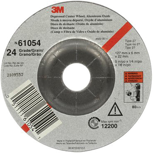 Depressed Centre Grinding Wheel, 5" x 27, Aluminum Oxide Toolneeds Inc.