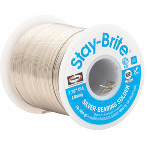 Stay-Brite&reg; Solders, Lead-Free, 96% Tin 4% Silver, Solid Core, 0.09375" Dia. Toolneeds Inc.