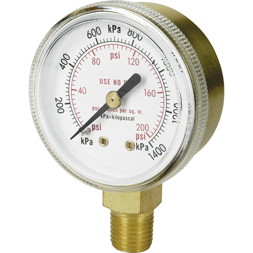 Manom&egrave;tres en laiton,  2", 100 psi, Fixation inf&eacute;rieure, Analogique Toolneeds Inc.
