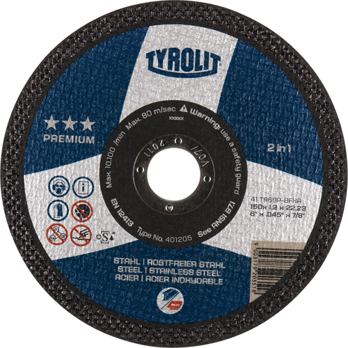 Premium 2 In 1 Thincut Cut-Off Wheel, 7" x 1/16", 7/8" Arbor, Type 1, Aluminum Oxide, 8600 RPM Toolneeds Inc.