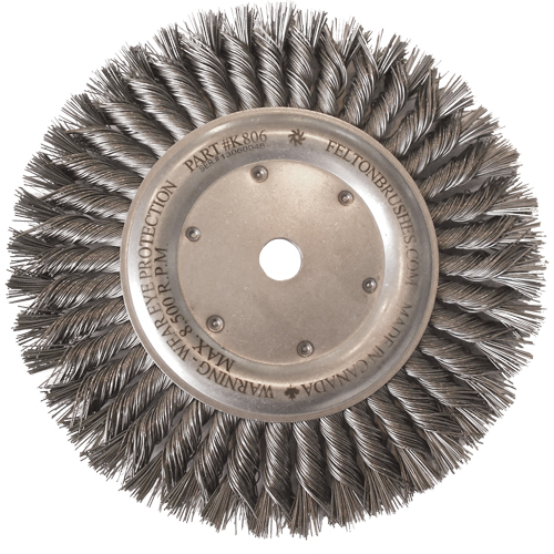 Brosses m&eacute;talliques &agrave; touret, Dia. 8", Fils 0,014", Arbre 5/8"-11, Acier Toolneeds Inc.