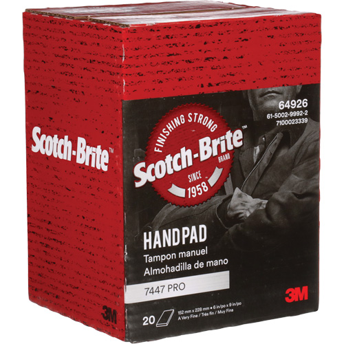 Scotch-Brite 7447 Hand Pads, Aluminum Oxide, 9" x 6", Very Fine Grit Toolneeds Inc.