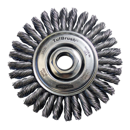 TufBrush Knot Wire Wheel Brush, 4" Dia., 0.02" Fill, 5/8"-11 Arbor, Steel Toolneeds Inc.