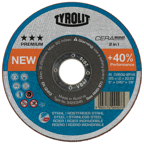 Meule &agrave; tronçonner Cerabond, 5" x 0,045", Arbre de 7/8", Type 1, C&eacute;ramique, 12250 Tr/min Toolneeds Inc.