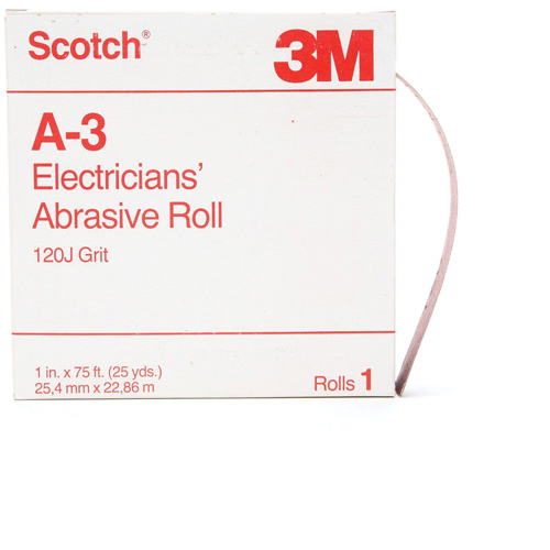 Scotch&reg; A-3 Electrician's Abrasive Roll, Aluminum Oxide, 1" W x 75' L, 120 Grit Toolneeds Inc.