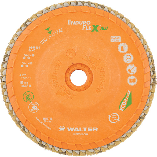 Enduro-Flex Alu Spin-On Flap Disc, 4-1/2" x 5/8"-11, Type 27, 40 Grit, Zirconia Alumina Toolneeds Inc.