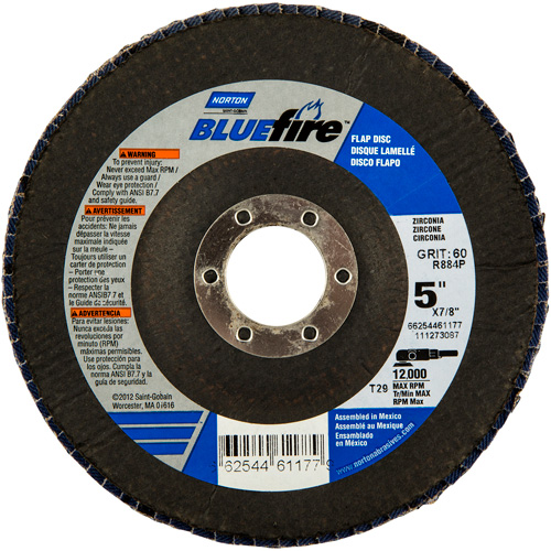 Disque &agrave; lamelles BlueFire, 5" x 7/8", Type 29, Grain 36, Alumine de zirconium Toolneeds Inc.