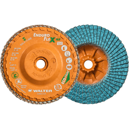 Disque &agrave; lamelles vissable Enduro-Flex Alu, 5" x 5/8"-11, Type 27, Grain 40, Alumine de zirconium Toolneeds Inc.