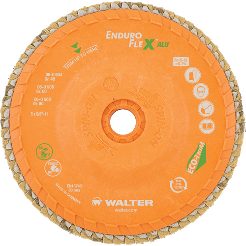 Disque &agrave; lamelles vissable Enduro-Flex Alu, 5" x 5/8"-11, Type 27, Grain 80, Alumine de zirconium Toolneeds Inc.