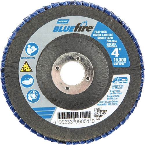 R884P BlueFire&reg; Conical Flap Disc, 4" x 5/8", Type 29, P60 Grit, Zirconia Alumina Toolneeds Inc.