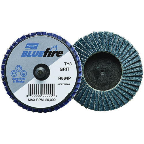 Mini disque &agrave; lamelles plates en plastique BlueFire R884P, 2" x Type 27, Grain P80, Alumine de zirconium Toolneeds Inc.