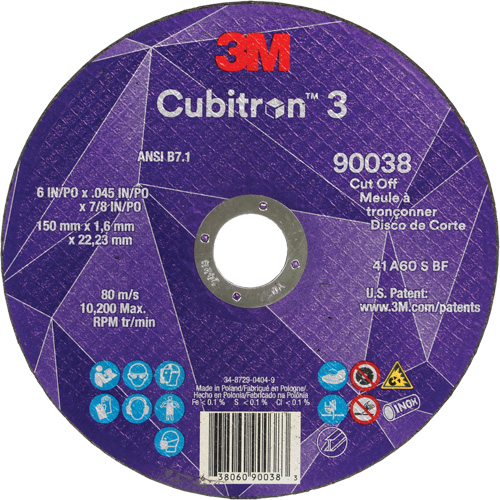 Meule &agrave; tronçonner Cubitron 3, 6" x 0,045", Type T27, C&eacute;ramique, 10 200 Tr/min Toolneeds Inc.