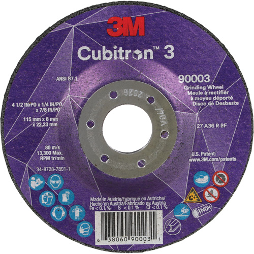 Cubitron 3 meule a moyeu d&eacute;port&eacute;, 4-1/2" x 1/4", Arbre 7/8", C&eacute;ramique, Type T27 Toolneeds Inc.
